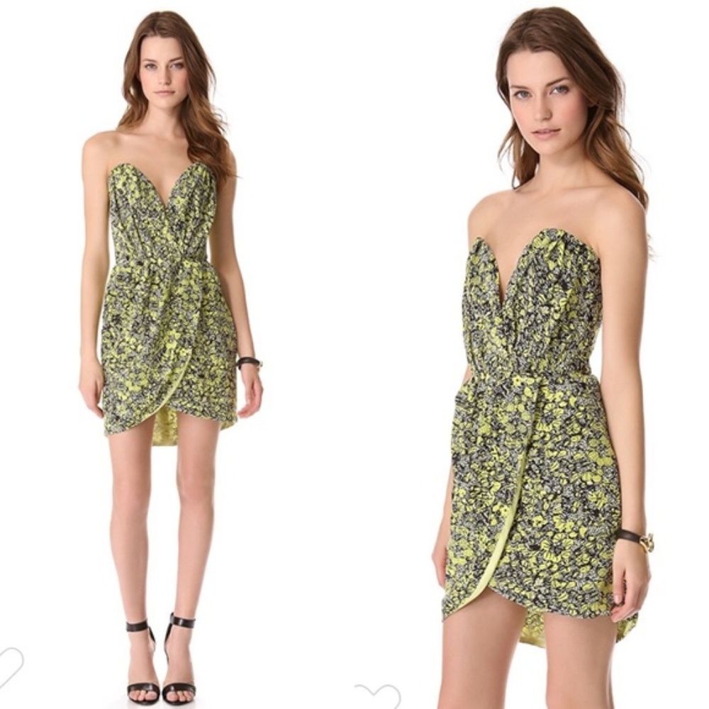 Porter Grey Printed Strapless Mini Dress